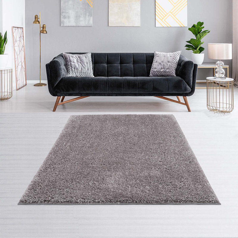 Tapis à poils longs en polyester tissé à la machine Modern, Rectangle 2 pi 7 po x 4 pi 2 po