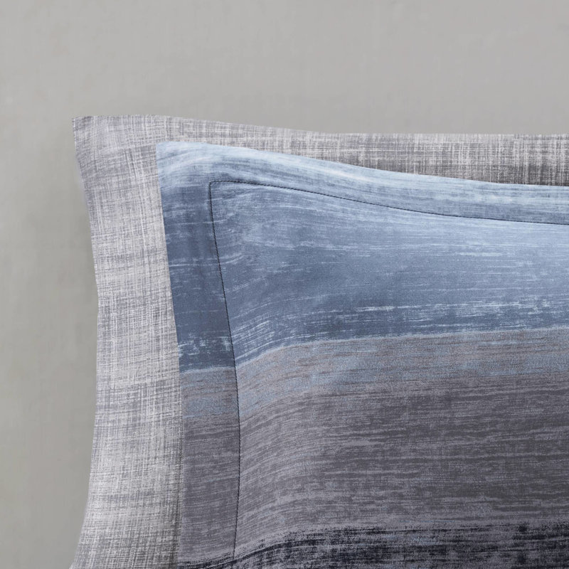 Édredon 9 pièces pour grand lit à rayures en microfibre à imprimé aquarelle bleu marine Jupe de taie décorative assortie avec coussin décoratif