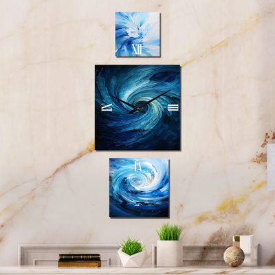 Horloge murale spirale bleue