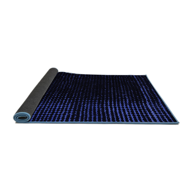 Tapis carré bleu en laine et polyester tissé à la machine à motif abstrait Zerita 6 pi x 6 pi