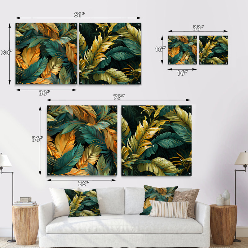 Mirage Radiance motif tropical - ensemble d'art mural en verre acrylique Coastal Tropical, H 16 po x l 33 po