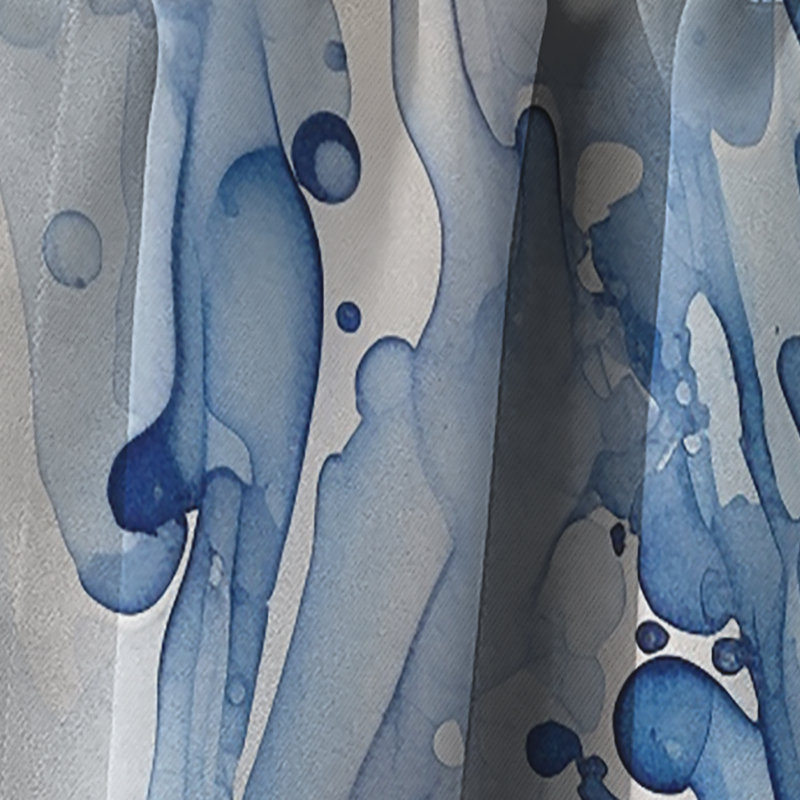 Rideau abstrait occultant à motif abstrait V Classic Blue Waves V - Fractals, L 52 po x L 108 po