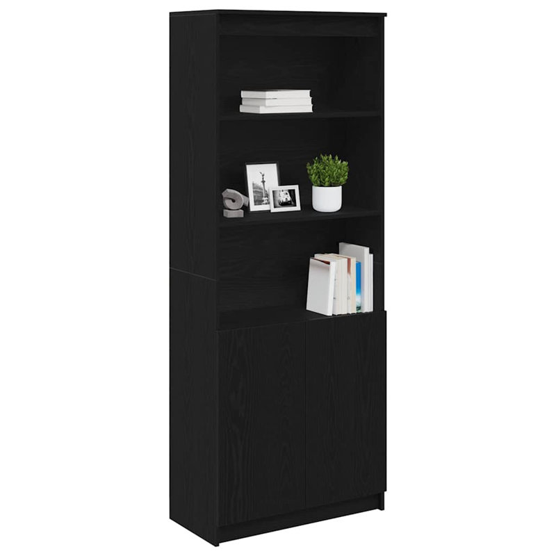 Highboard 70X35x180 Cm Engineered Wood, Black Oak