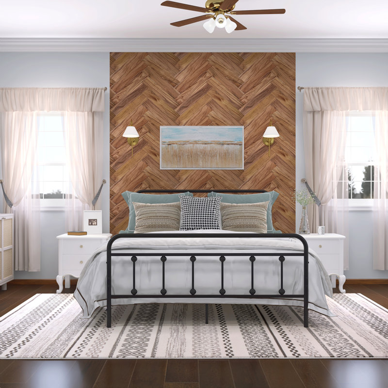 Ashburton Standard Modernism Metal Bed Frame with Headboard and Footboard, No Squeak, No Box Spring Needed, Easy Assemble