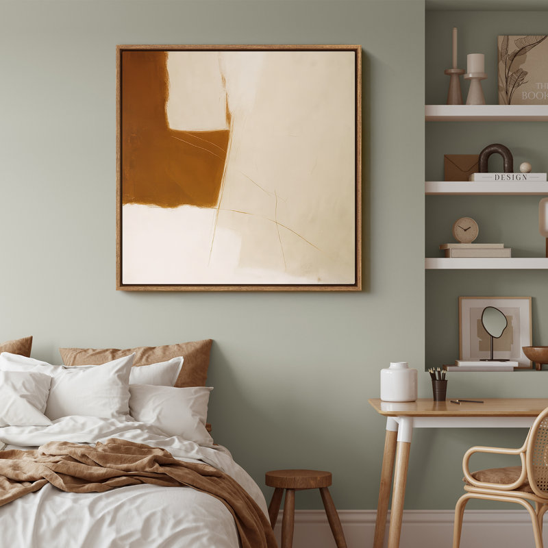 Art mural encadré abstrait rétro antique classique pour chambre à coucher, H 16 po x l 16 po, Naturel