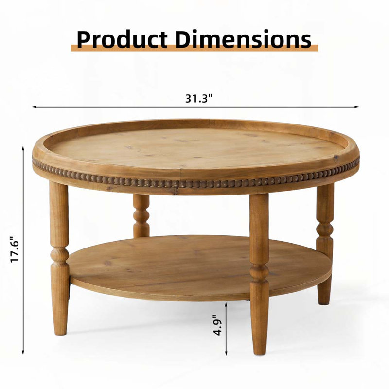 Table basse ronde à 2 niveaux avec rangement