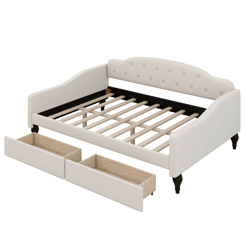 Nakayah PU Upholstered Tufted Daybed, White, Full Incorrect