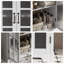 Meuble-lavabo autoportant de 30 po avec lavabo en céramique, armoire de rangement avec portes en verre et tablette de rangement réglable-984309696