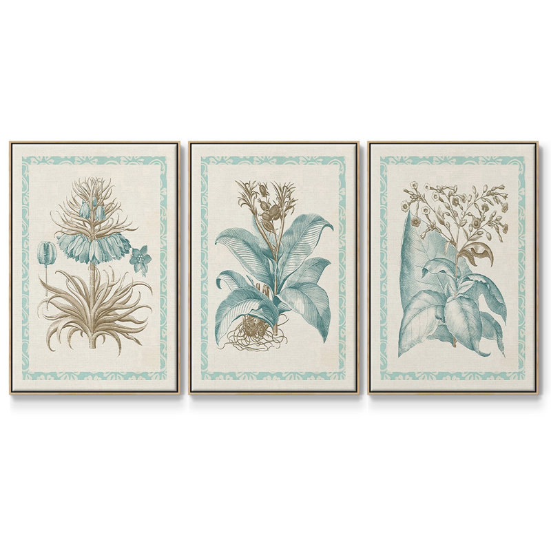 Willow Blue Besler I, ensemble de 3 toiles encadrées, Bois naturel, H 36 po x l 72 po