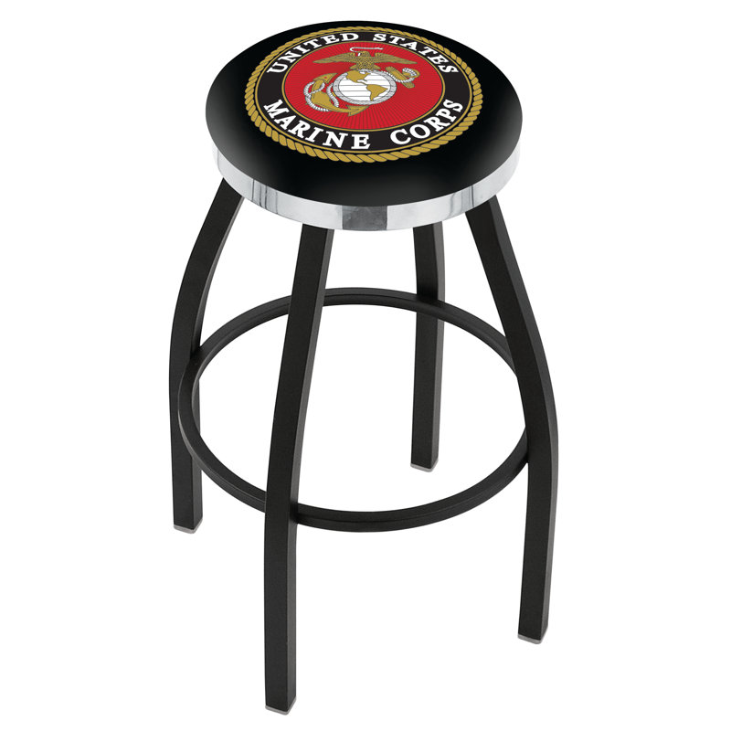 Tabouret tournant 25" avec forces armées américaines, Chrome, Marines