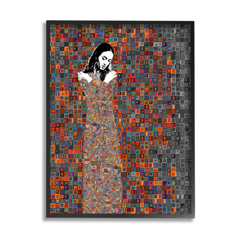 Moderne, abstrait, femme, mosaïque, portrait, bloc, formes, tuile blanche, estampe numérique, art texturé par Jose Cacho