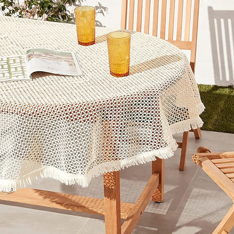 Vinyl Tablecloth Indoor/Outdoor With Decorative Polyester 2-Inch Frill. Round, 55'' Round