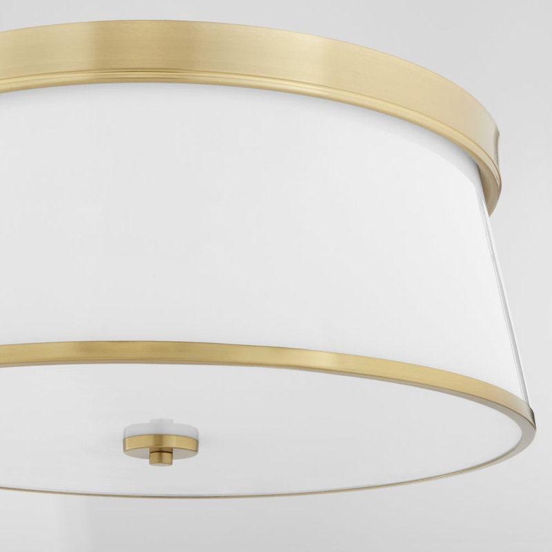 Qualesha Glass Flush Mount, 9" H x 20" W x 20" D, Antique Brass