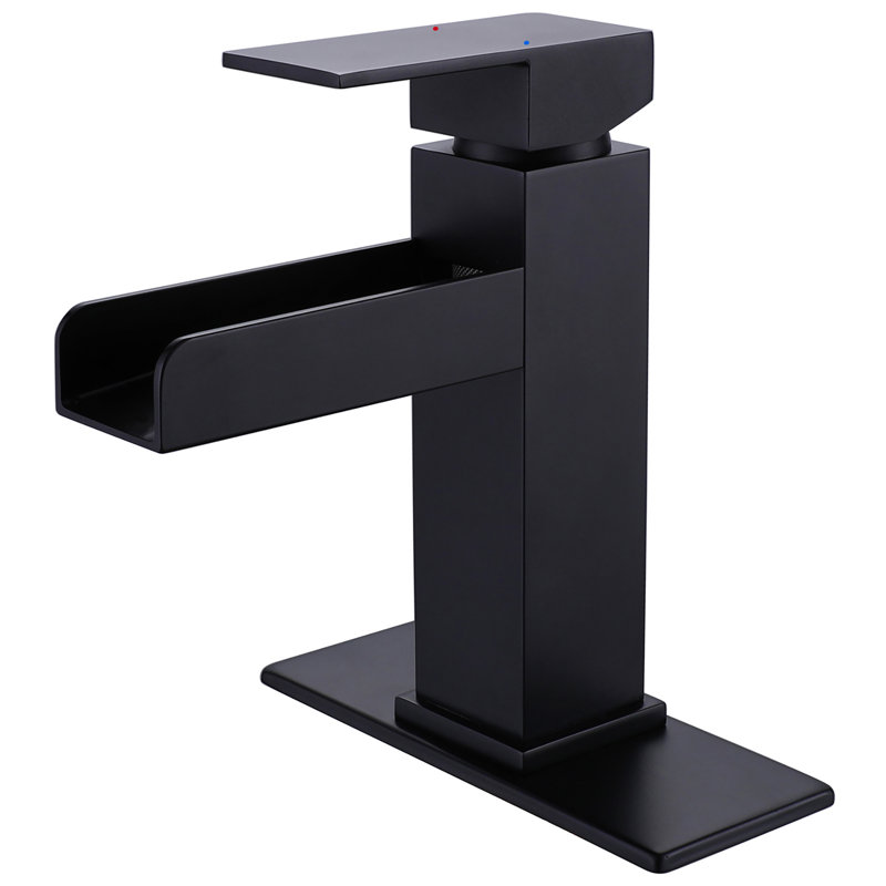 Robinet de lavabo pour salle de bain à poignée simple 7 "H avec casier optionnel, Noir mat, Sans bonde