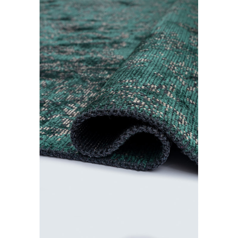 Green Toile Luxury Area Rug, Rectangle 7'10" x 9'10"