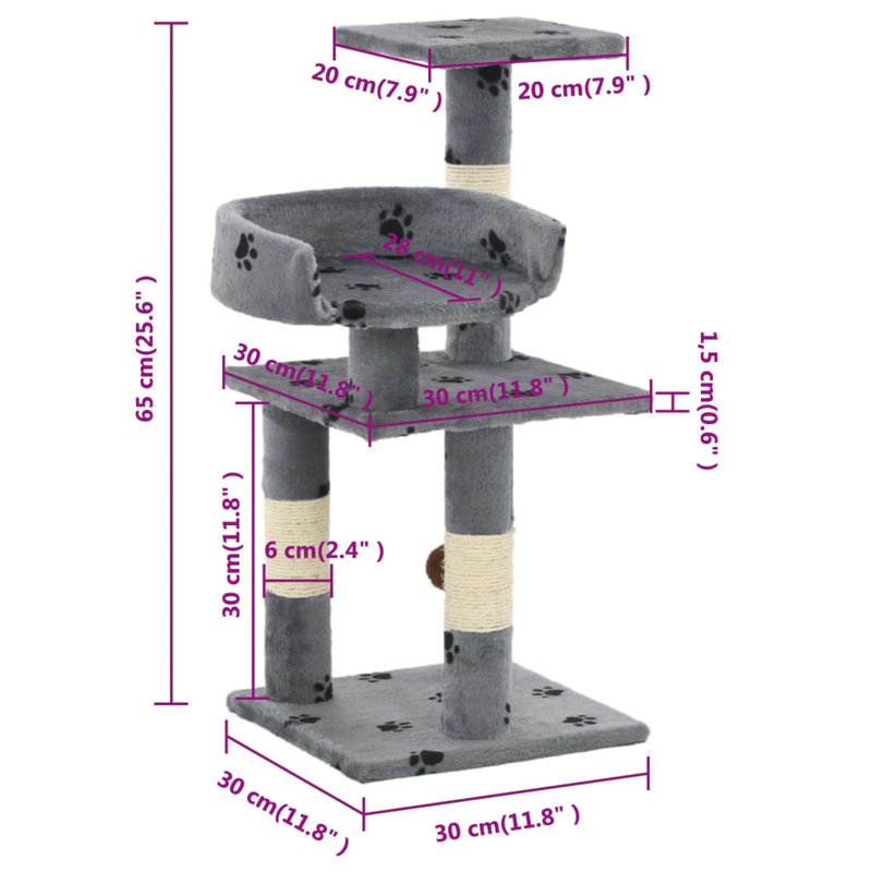 Cosimo 65cm H Cat Tree, Grey