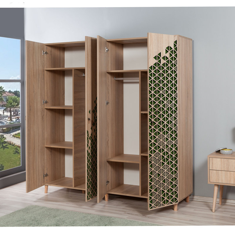 Armoire Allmon, Vert / chêne