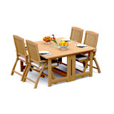 4 Seats 5 Pcs Grade-A Teak Wood Dining Set: 60" Square Rectangle Butterfly Table And 4 Marley Folding Reclining Arm Chairs #11MR1404