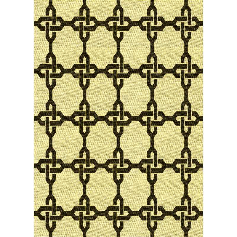 Tapis jaune en laine géométrique, Rectangle 2 pi x 3 pi