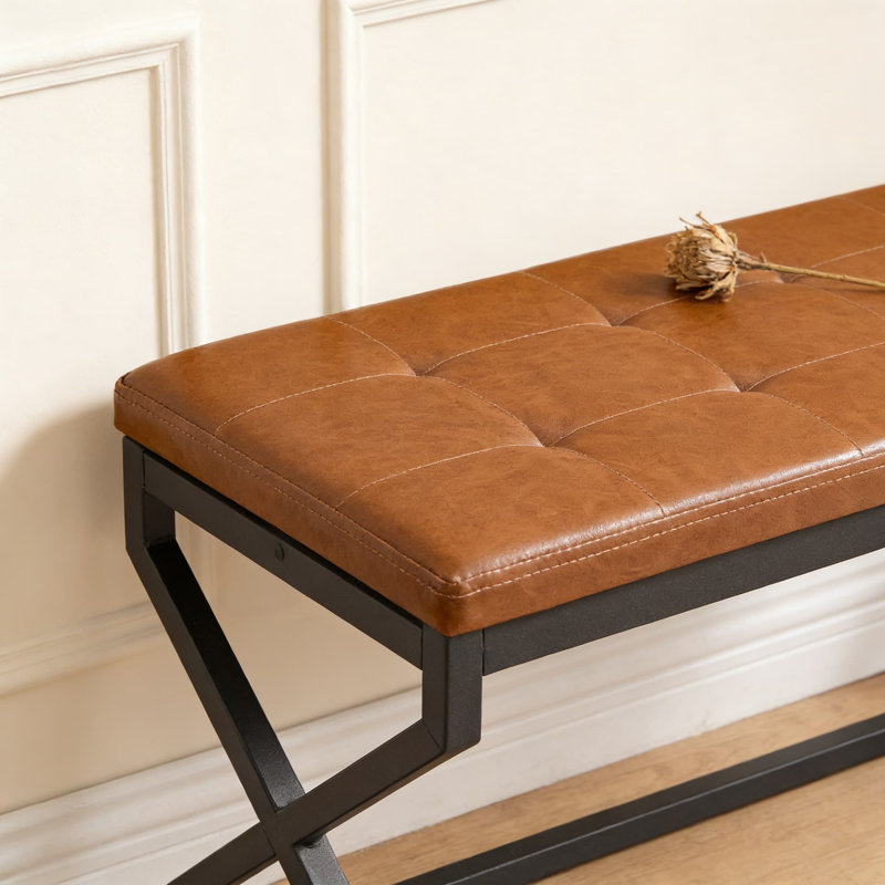 Banc à chaussures avec rangement, banc d'entrée à 2 niveaux avec coussin rembourré et tablette en filet métallique, range-chaussures compact pour porte d'entrée ou couloir, supporte 300 lb