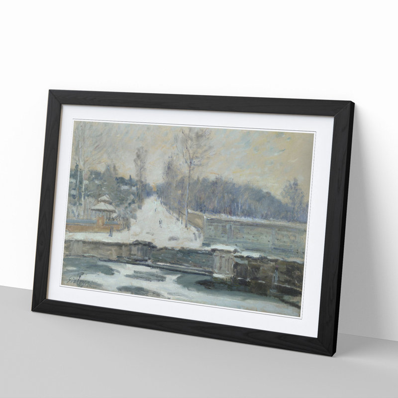 The Watering Place by Alfred Sisley - Picture Frame Painting, Black, 48cm H x 65cm W x 2cm D