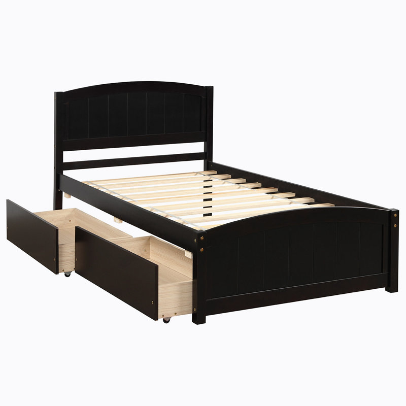 Lit plateforme avec deux tiroirs, Espresso