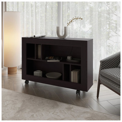 Console en mélamine avec rangement ouvert