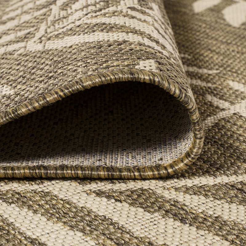 Mease Nevis Palm Frond Brown/Beige Indoor/Outdoor Rug, Rectangle 10' x 14'