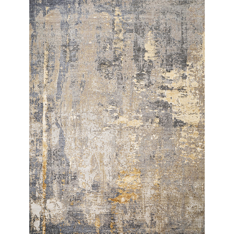 Hand Knotted Abstract Area Rug, Rectangle 8' x 10'