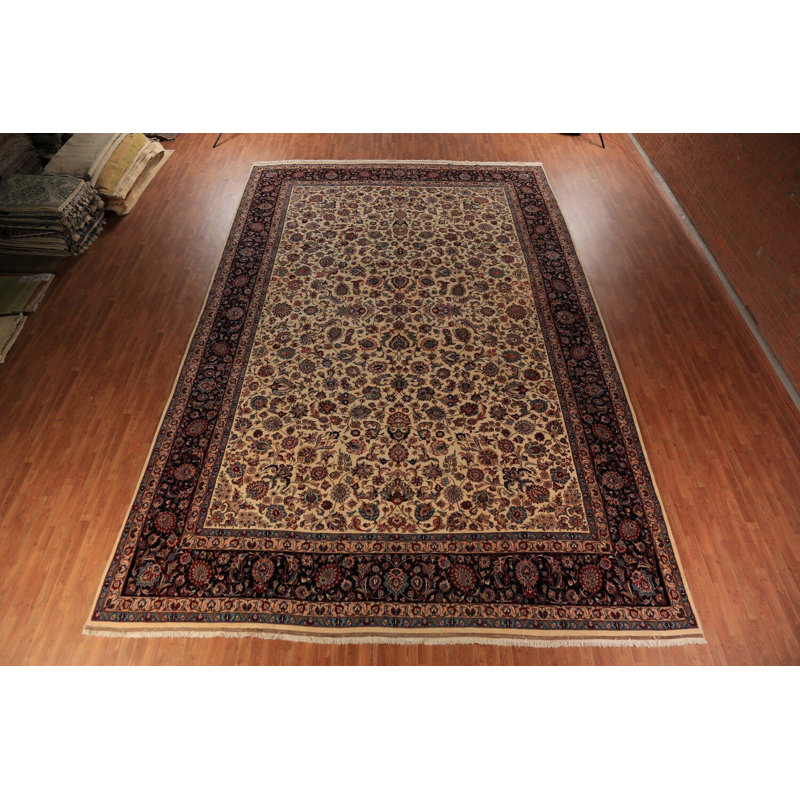 Tapis traditionnel floral à teinture végétale 13 x 20