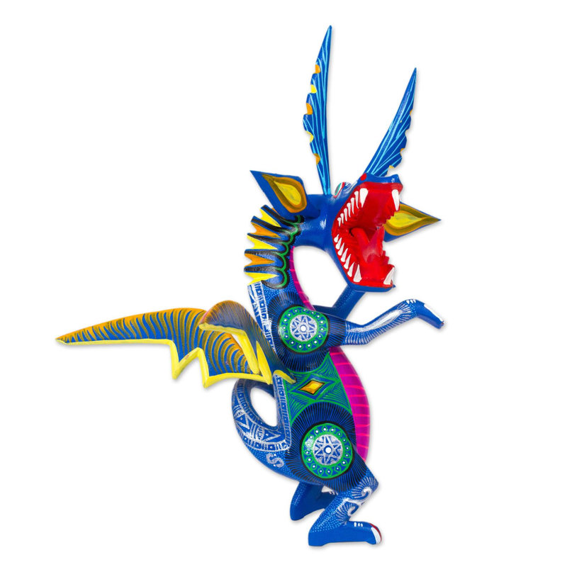 Happy Dragon Wood Alebrije Figurine