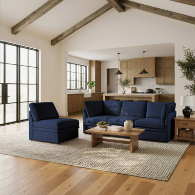 erta® Brady 95.6" Modular Sectional, Easy Assembly, Pocket Coil Comfort, Corduroy Fabric, Navy