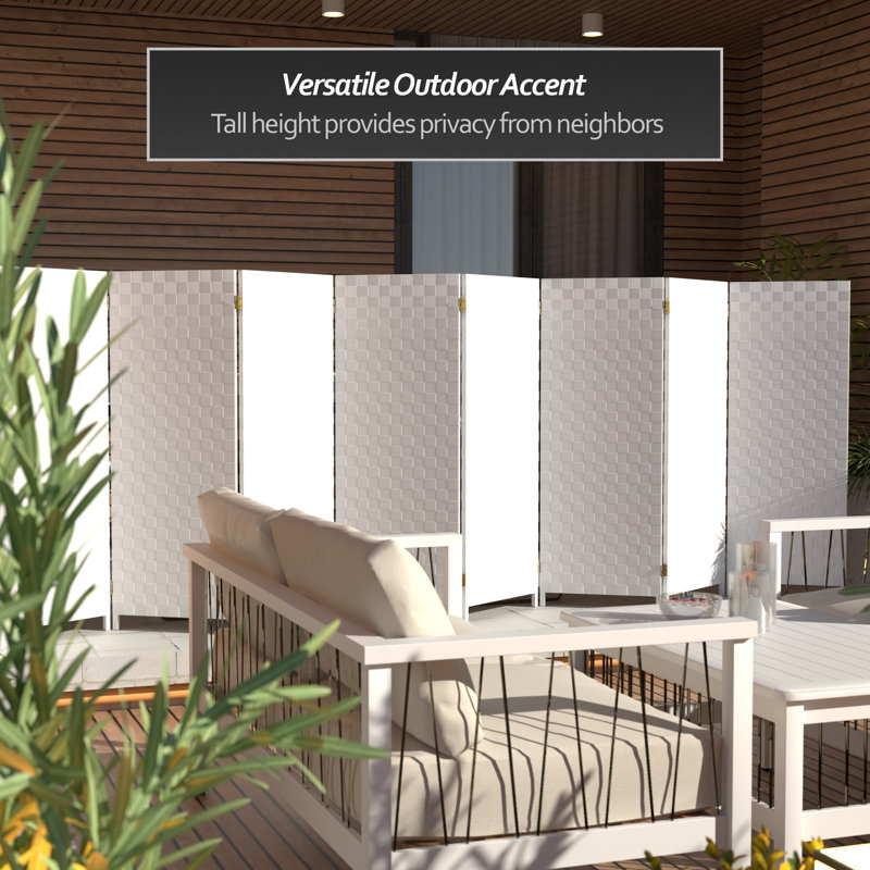 Outdoor Folding Screen, White, 8, 47" H
