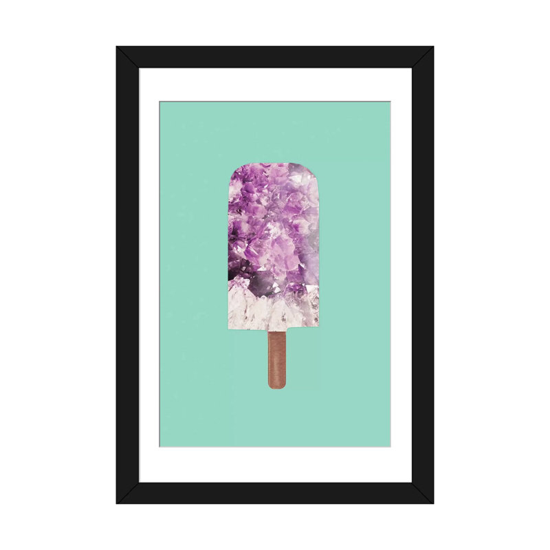 « améthyste popsicle », impression sur toile tendue, H 24 po x l 16 po x P 1 po, Papier beaux-arts encadré noir, Blanc