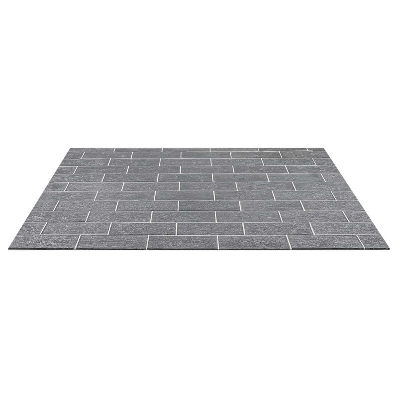 Veda 4x9 Polished Glass Subway Tile, Black/Silver