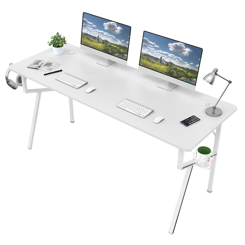 Metal Base Computer Desk, White, 75cm H x 140cm W x 60cm D