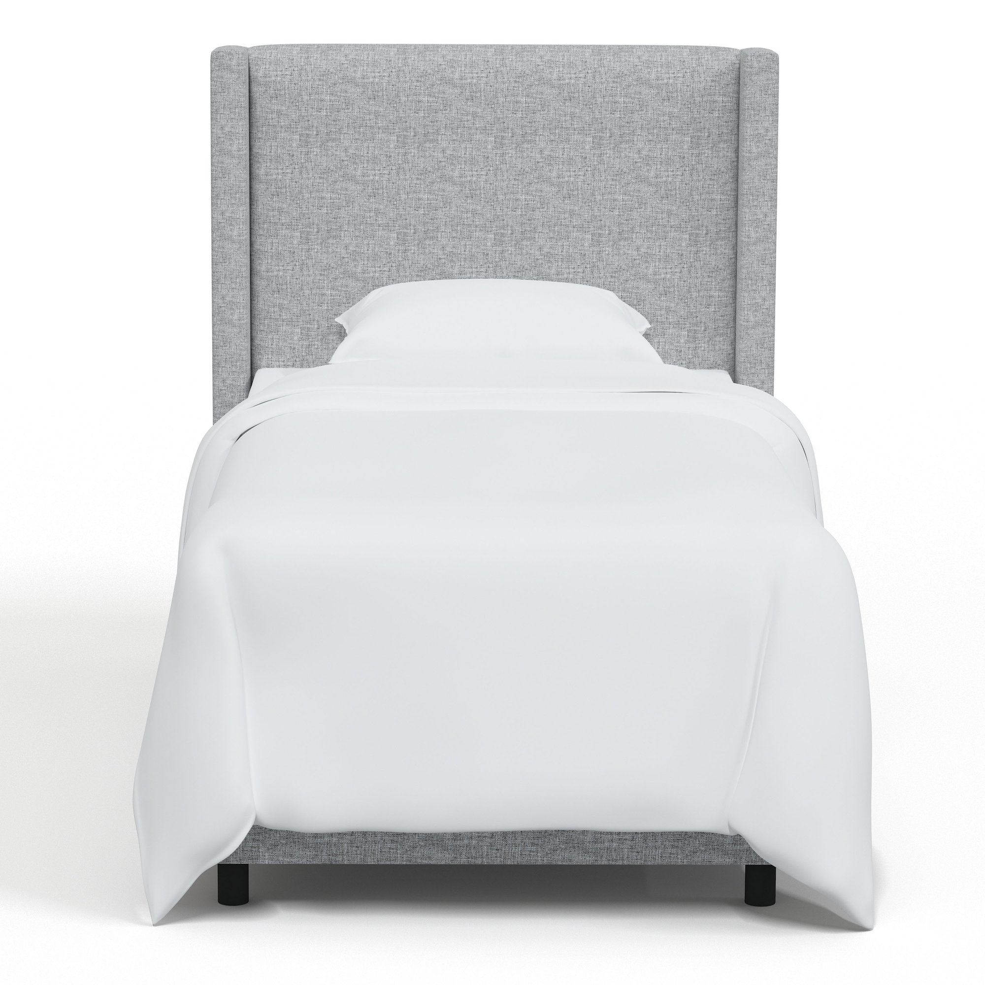 Hanson Upholstered Wingback Bed, Twin, Zuma Pumice Textured Linen
