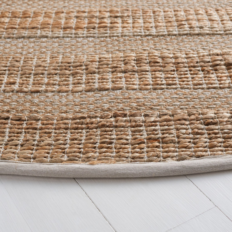 Tapis ivoire / naturel à tissage plat Abianna, Rond 7 pi