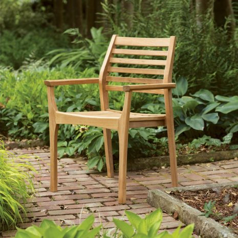 Mera Stacking Patio Dining Chair, Natural Teak