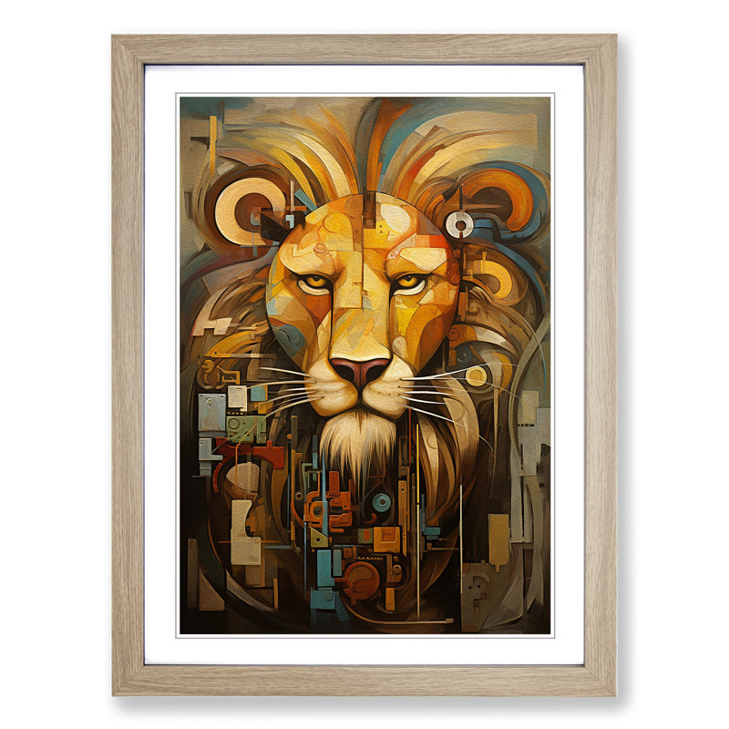 Lion Dadaism Art - Framed Print, Oak Framed, 64cm H x 46cm W x 2cm D