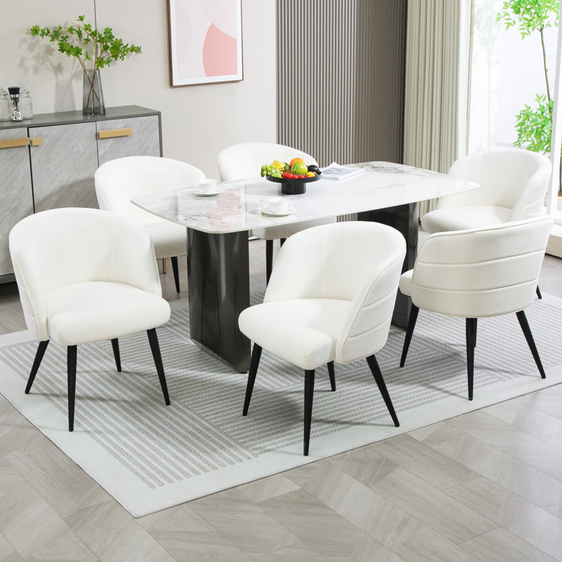 Dining Chairs, Upholstered Fabric Dining Room Chairs, Farmhouse Kitchen Dining Chairs, Makeup Vanity Chair, 6