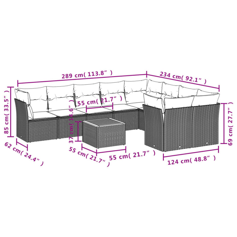 Vidaxl Garden Sofa Set Black