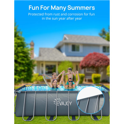 Polyvinyl Chloride (PVC) Rectangle Frame Set Pool 48'' H x 168'' W x 84'' L , with Pump Included