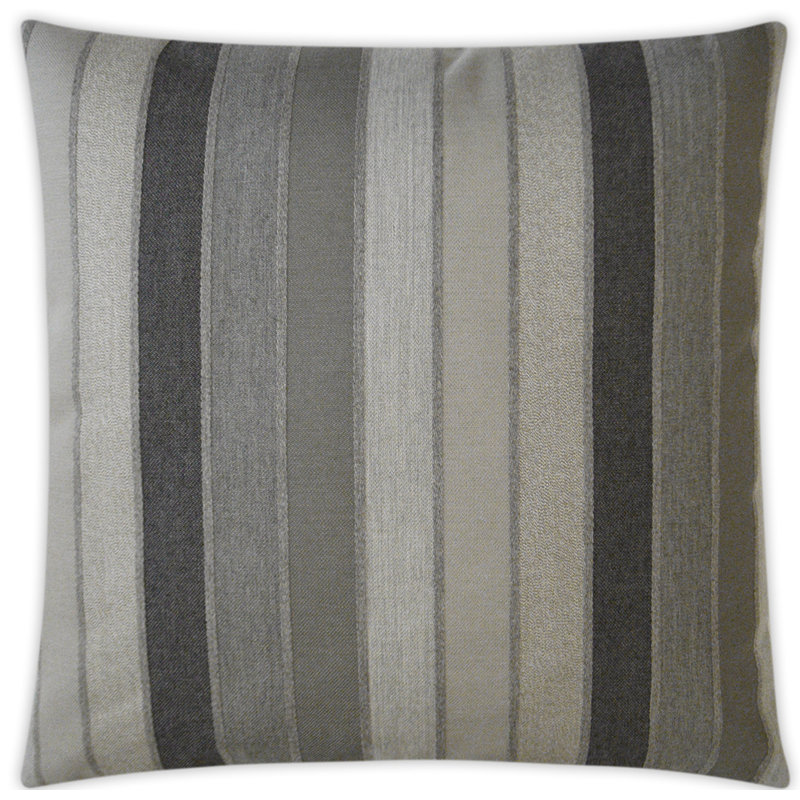 Lucy Striped Sunbrella® Outdoor Reversible Throw Pillow, Asphalt