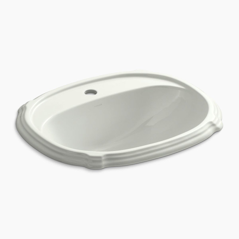 Portrait 8 Degree Oval Drop-In Bathroom Sink with Overflow, Innocent Blush, Single