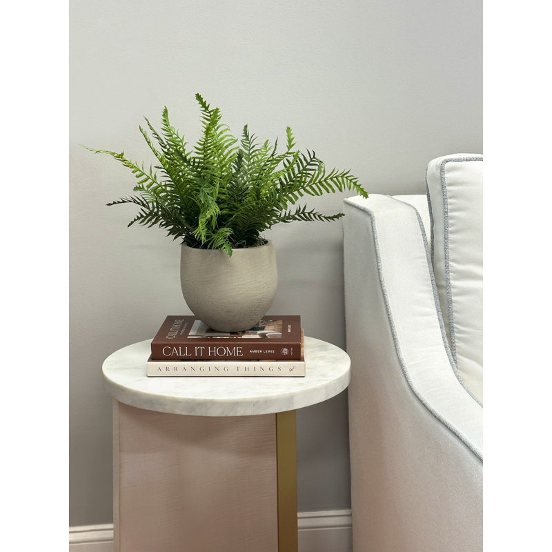 Outdoor UV-Rated Fern in Fiberstone Pot, Gray