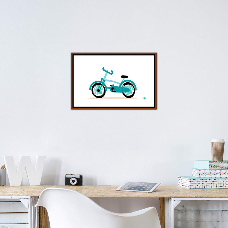 Vélo - imprimé, Pas de tapis, Toile avec cadre brun, H 18 po x l 26 po x P 1,5 po