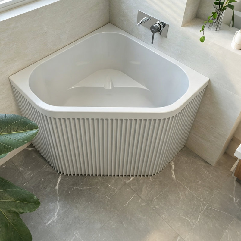 Modern Minimalist Acrylic Corner Freestanding Bathtub, 23.62" H x 39.37" W x 39.37" D