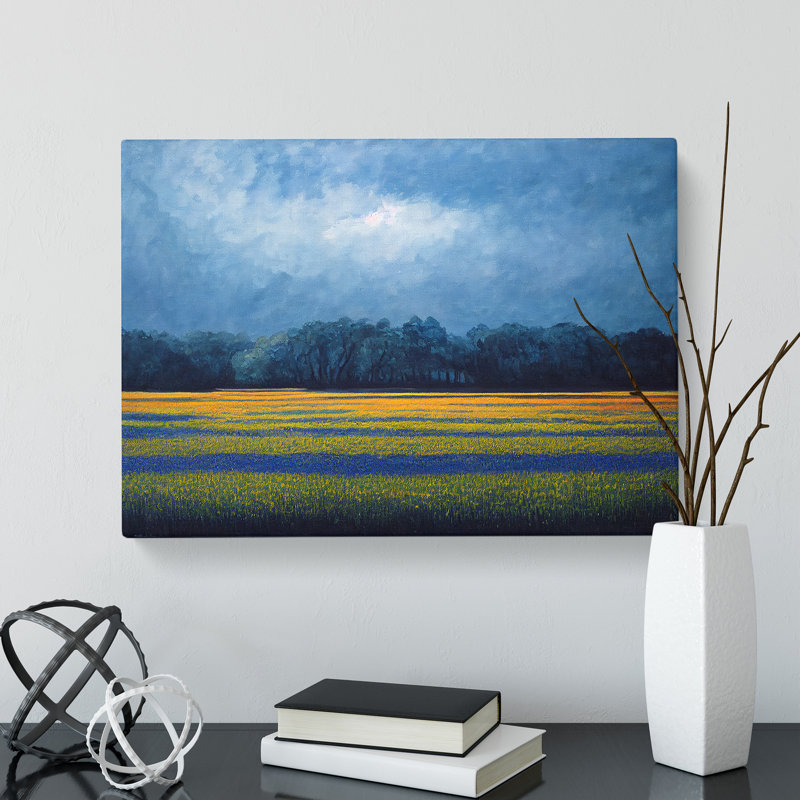 Expressive Bluebell Field - Wrapped Canvas, 35cm H x 50cm W x 3cm D