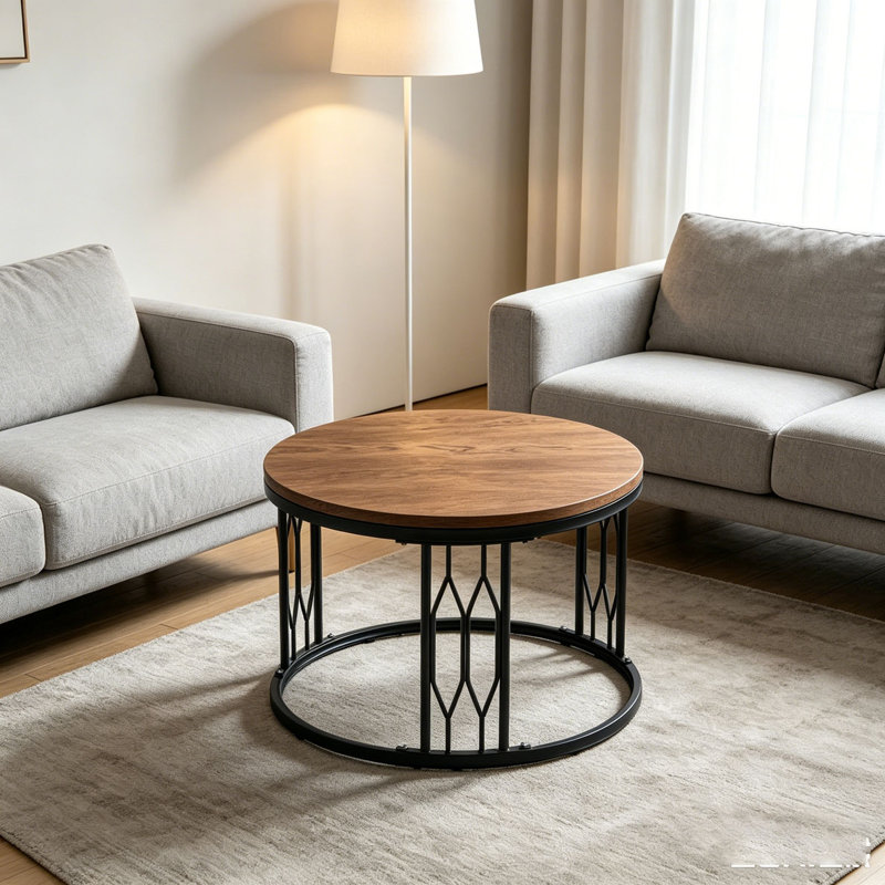 Table basse 27,5 pouces, Walnut+black